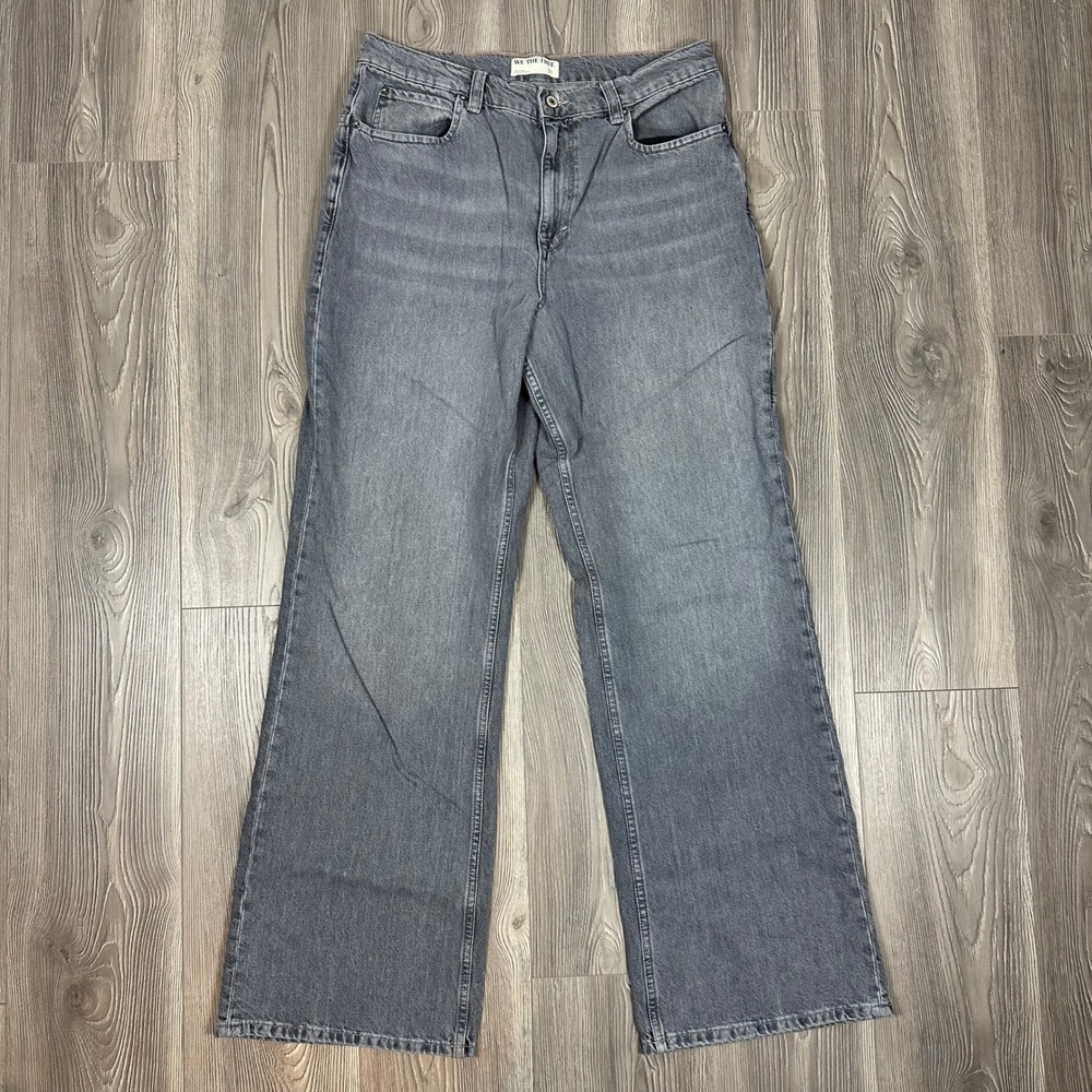 Free People Tinsley Baggy High Rise Straight Gray Jeans - SIZE 31 Denim